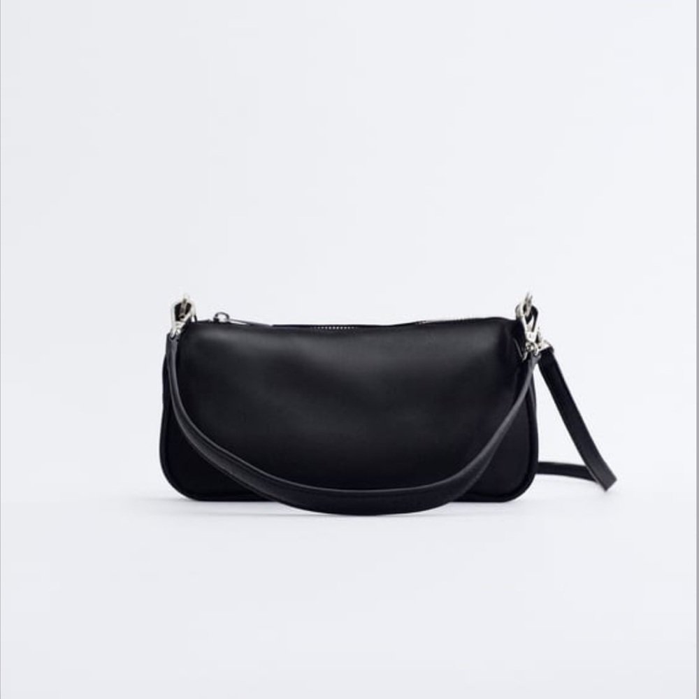 Zara Glossy Black Crossbody bag